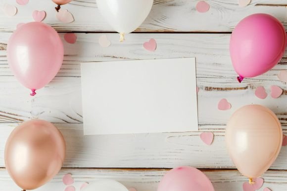 Download Festive Card Mockup with Balloons - Festive card Collection