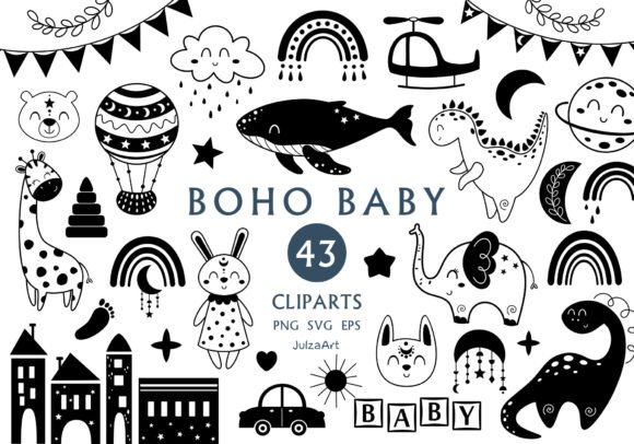 Download Boho Baby Svg, Black Bohemian Clipart - Bohemian Collection